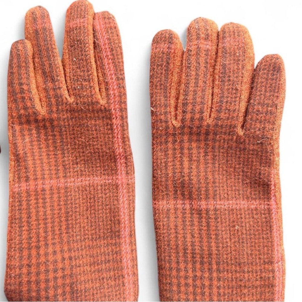 Plaid Gloves in Orange and Brown